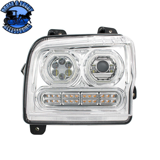 High Power 10 LED Headlight With 24 LED Turn & 100 LED Halo For 2019-2024 Kenworth W990 (Choose Side) (Choose Color) Headlight Driver / Chrome,Driver / Black,Passenger / Chrome,Passenger / Black Light Gray