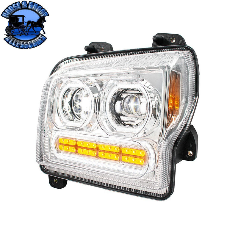 High Power 10 LED Headlight With 24 LED Turn & 100 LED Halo For 2019-2024 Kenworth W990 (Choose Side) (Choose Color) Headlight Driver / Chrome,Driver / Black,Passenger / Chrome,Passenger / Black Light Gray