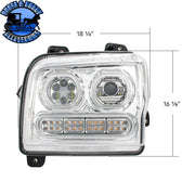 High Power 10 LED Headlight With 24 LED Turn & 100 LED Halo For 2019-2024 Kenworth W990 (Choose Side) (Choose Color) Headlight Driver / Chrome,Driver / Black,Passenger / Chrome,Passenger / Black Light Gray