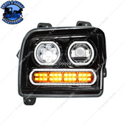 High Power 10 LED Headlight With 24 LED Turn & 100 LED Halo For 2019-2024 Kenworth W990 (Choose Side) (Choose Color) Headlight Driver / Black Wheat