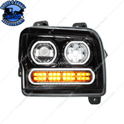 High Power 10 LED Headlight With 24 LED Turn & 100 LED Halo For 2019-2024 Kenworth W990 (Choose Side) (Choose Color) Headlight Passenger / Black Wheat