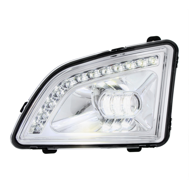 18 LED Chrome Projector Fog Light With Position Light For 2018-2024 Volvo VNL - Driver/Left