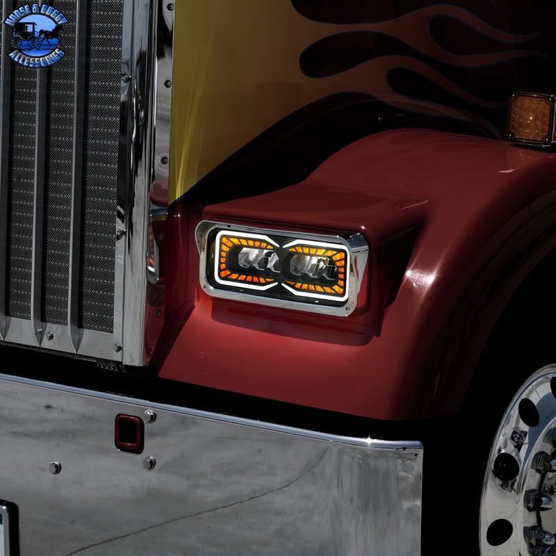 High Power 9 LED Headlight With LED Turn Signal & Position Light (CHOOSE DRIVER/PASSENGER)