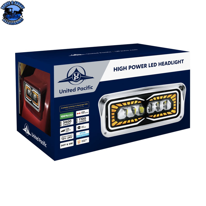 High Power 9 LED Headlight With LED Turn Signal & Position Light (CHOOSE DRIVER/PASSENGER)