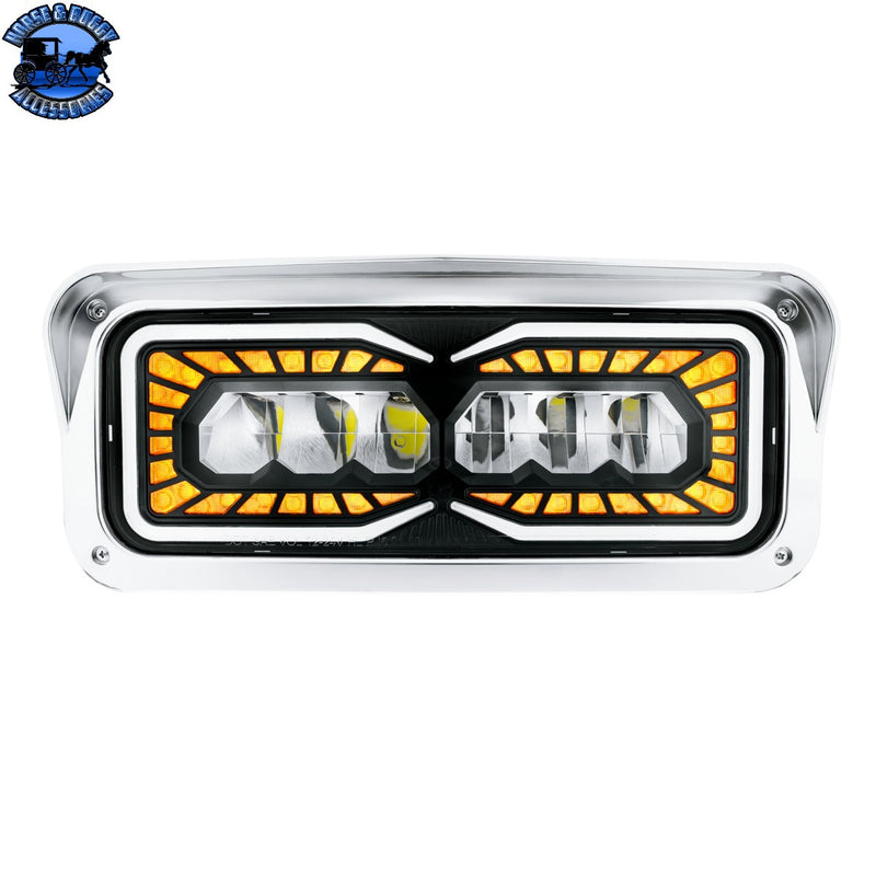 High Power 9 LED Headlight With LED Turn Signal & Position Light (CHOOSE DRIVER/PASSENGER)