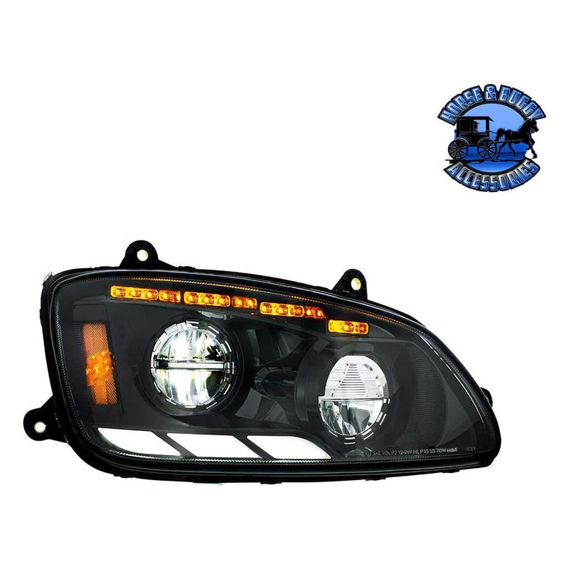 BLACK LED HEADLIGHT WITH SEQUENTIAL TURN SIGNAL & POSITION LIGHT BARS FOR 2008-17 KENWORTH T660 HEADLIGHT PASSENGER SIDE Black
