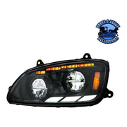 BLACK LED HEADLIGHT WITH SEQUENTIAL TURN SIGNAL & POSITION LIGHT BARS FOR 2008-17 KENWORTH T660 HEADLIGHT DRIVER SIDE Black