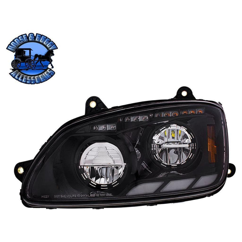BLACK LED HEADLIGHT WITH SEQUENTIAL TURN SIGNAL & POSITION LIGHT BARS FOR 2008-17 KENWORTH T660 HEADLIGHT DRIVER SIDE,PASSENGER SIDE Black