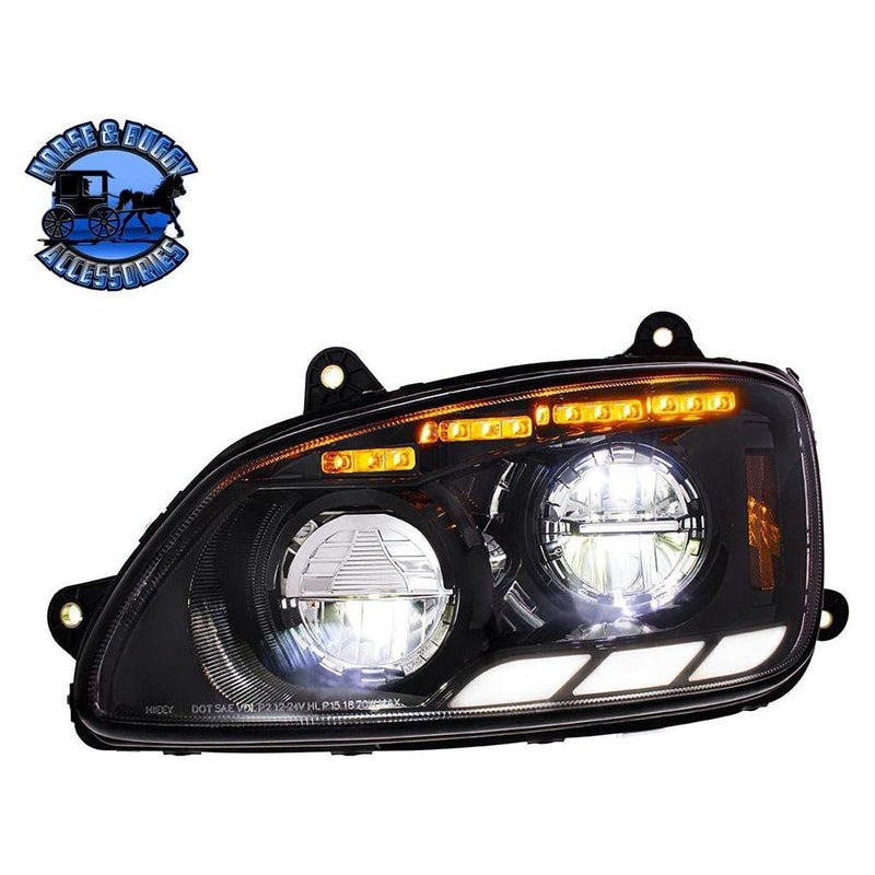 BLACK LED HEADLIGHT WITH SEQUENTIAL TURN SIGNAL & POSITION LIGHT BARS FOR 2008-17 KENWORTH T660 HEADLIGHT DRIVER SIDE,PASSENGER SIDE Light Gray