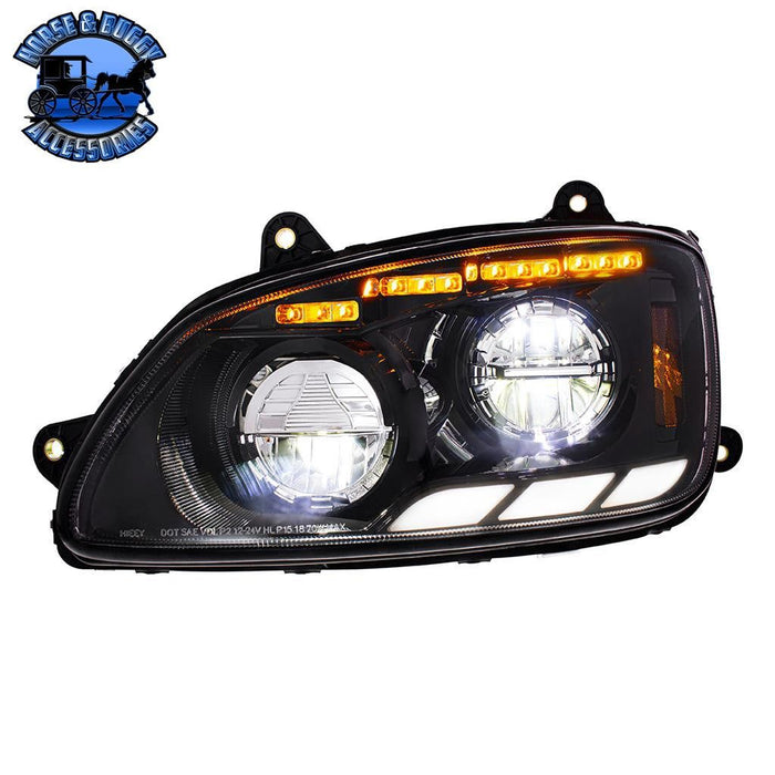 Light Gray BLACK LED HEADLIGHT WITH SEQUENTIAL TURN SIGNAL & POSITION LIGHT BARS FOR 2008-17 KENWORTH T660 HEADLIGHT DRIVER SIDE,PASSENGER SIDE