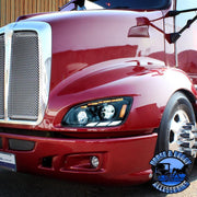 BLACK LED HEADLIGHT WITH SEQUENTIAL TURN SIGNAL & POSITION LIGHT BARS FOR 2008-17 KENWORTH T660 HEADLIGHT DRIVER SIDE,PASSENGER SIDE Sienna