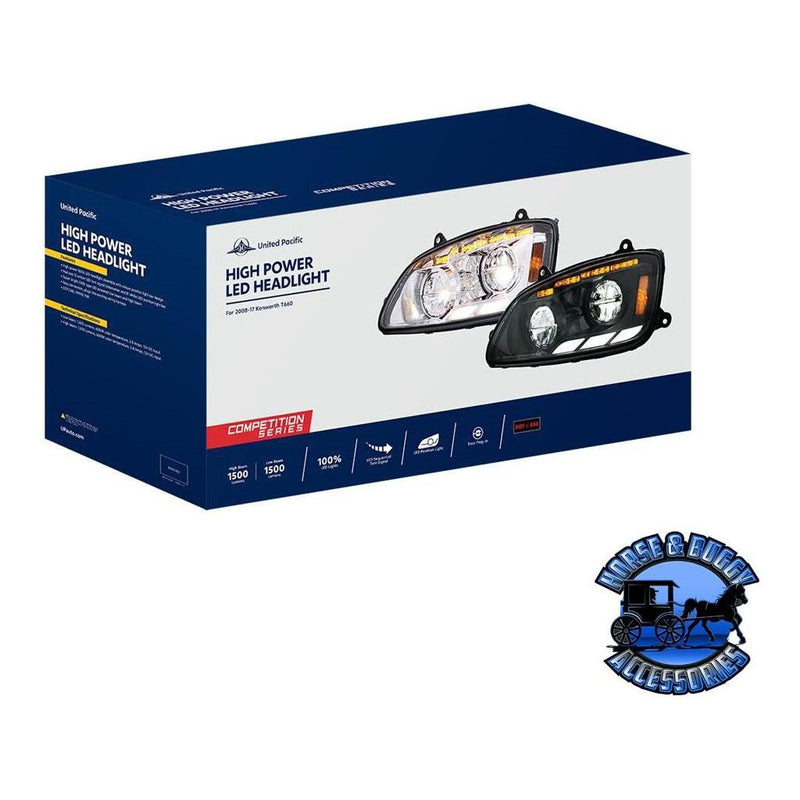 BLACK LED HEADLIGHT WITH SEQUENTIAL TURN SIGNAL & POSITION LIGHT BARS FOR 2008-17 KENWORTH T660 HEADLIGHT DRIVER SIDE,PASSENGER SIDE Midnight Blue