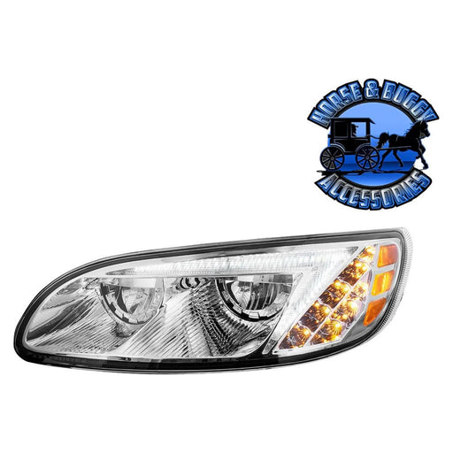 Gray CHROME LED HEADLIGHT FOR PETERBILT 386 (2005-2015) & 387 (1999-2010) (Sold individually) HEADLIGHT Driver's Side