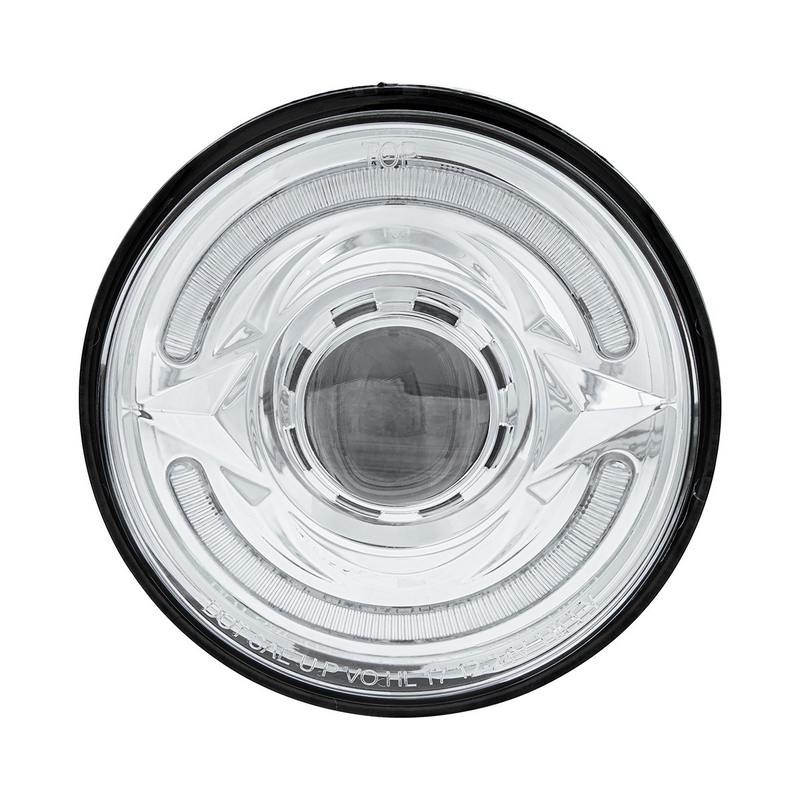 ULTRALIT- LED 5-3/4" Round Headlight With 60 LED Dual Color Light Bar, Amber & White LED - Low Beam