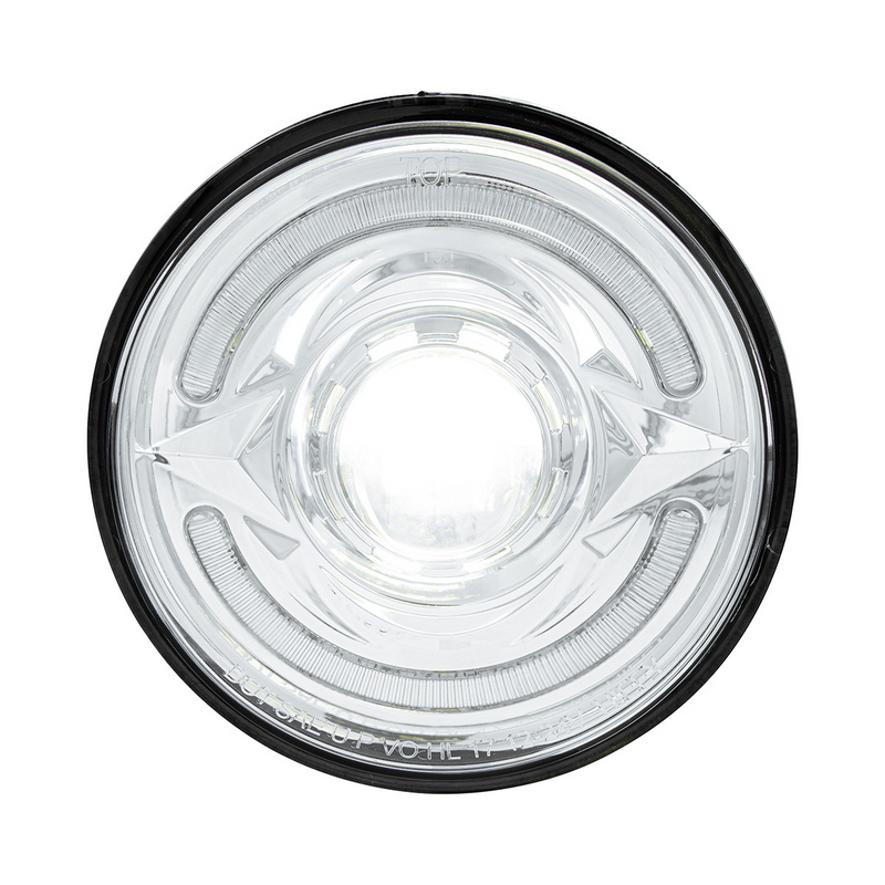 ULTRALIT- LED 5-3/4" Round Headlight With 60 LED Dual Color Light Bar, Amber & White LED - Low Beam