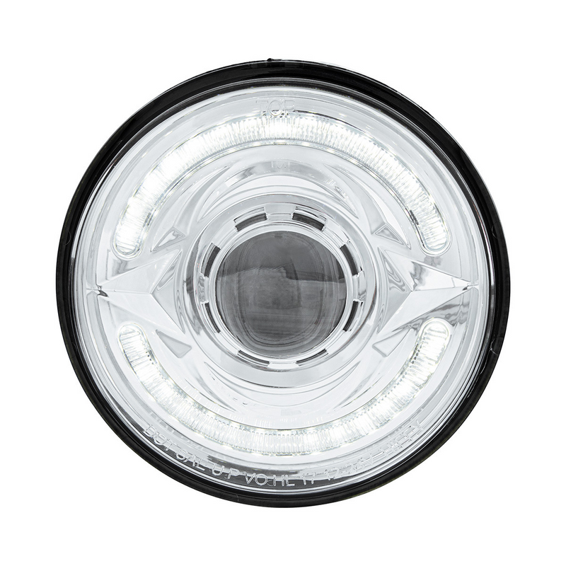 ULTRALIT- LED 5-3/4" Round Headlight With 60 LED Dual Color Light Bar, Amber & White LED - Low Beam