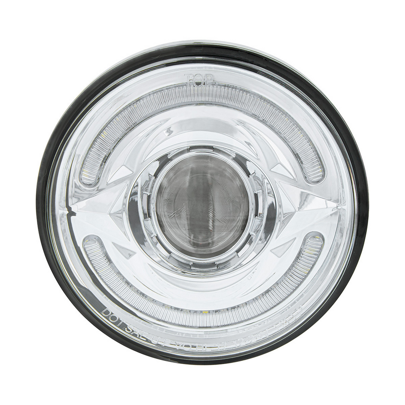 ULTRALIT- LED 5-3/4" Round Headlight With 60 LED Dual Color Light Bar, Amber & White LED - High Beam