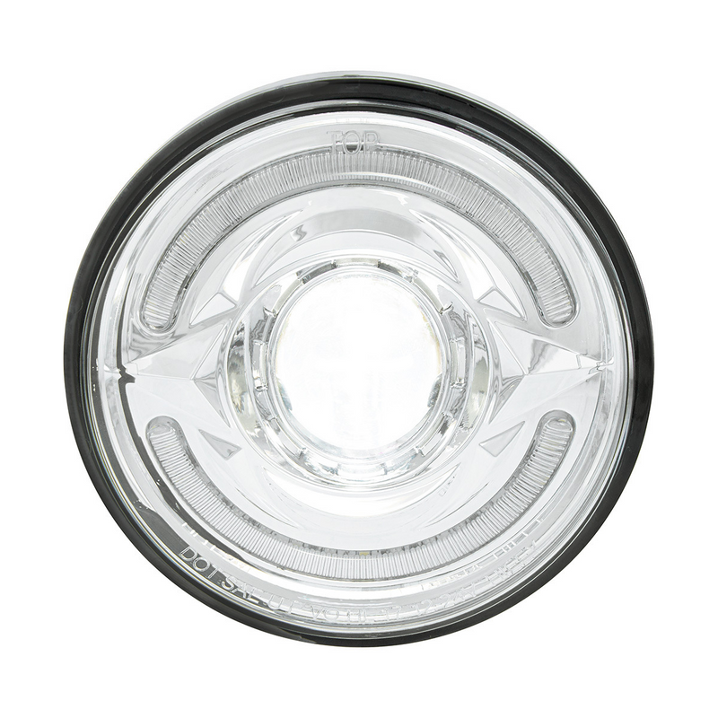 ULTRALIT- LED 5-3/4" Round Headlight With 60 LED Dual Color Light Bar, Amber & White LED - High Beam