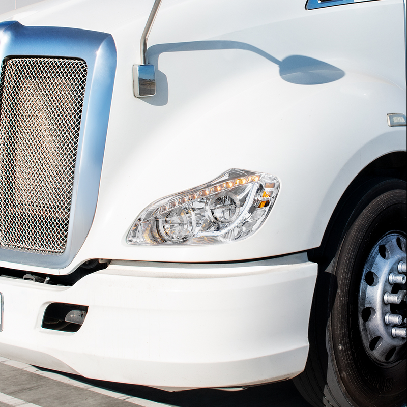 High Power 45 LED Chrome Headlight With Sequential Turn Signal For 2013-2021 Kenworth T680-Driver