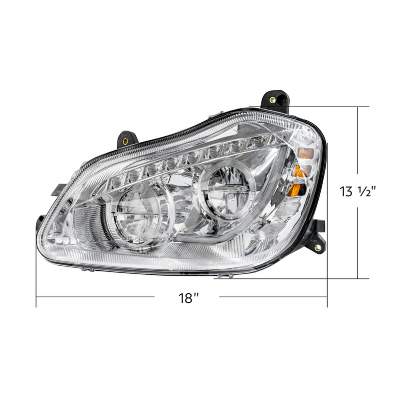 High Power 45 LED Chrome Headlight With Sequential Turn Signal For 2013-2021 Kenworth T680-Driver