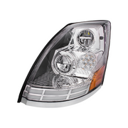 Chrome LED Headlight With Dual Color LED Light Bars For 2003-2017 Volvo VN/VNL - Driver