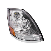 Chrome LED Headlight With Dual Color LED Light Bars For 2003-2017 Volvo VN/VNL - Passenger