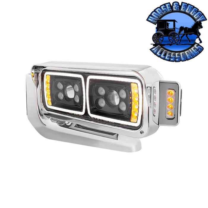 Light Gray 10 HIGH POWER LED "BLACKOUT" PROJECTION HEADLIGHT ASSEMBLY W/MOUNTING ARM & TURN SIGNAL SIDE POD HEADLIGHT driver,passenger