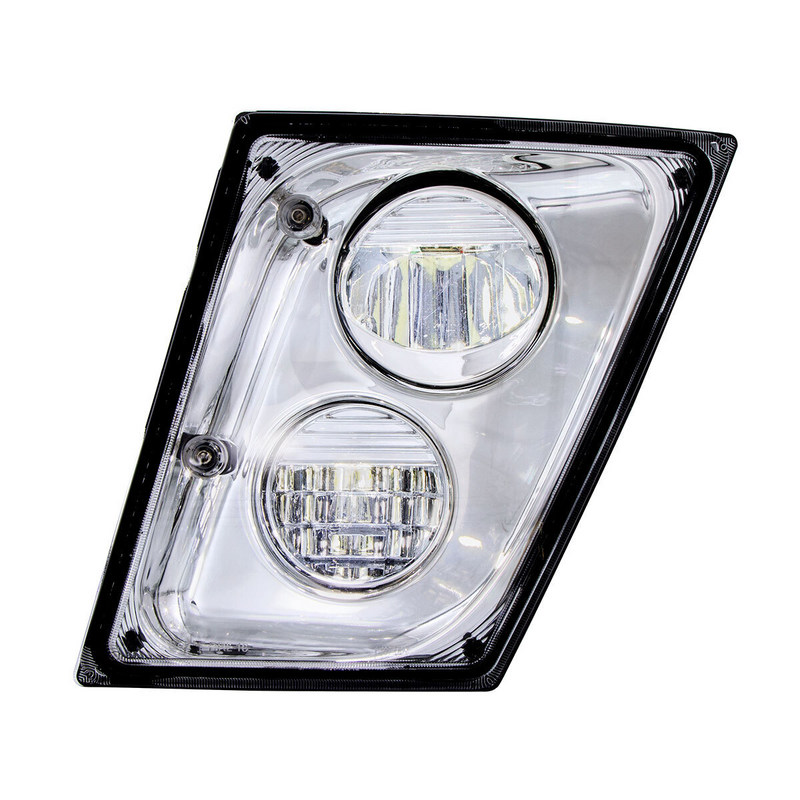 2 luces de conducción LED cromadas de alta potencia y luz antiniebla para Volvo VNL 2003-2017 - Conductor/Izquierdo