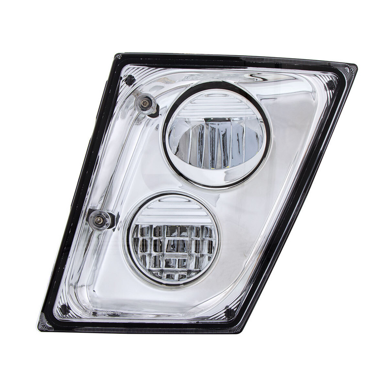 2 luces de conducción LED cromadas de alta potencia y luz antiniebla para Volvo VNL 2003-2017 - Conductor/Izquierdo