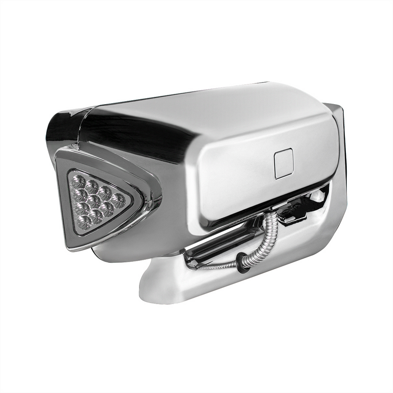 High Power LED Chrome Projection Headlight Assembly With Mounting Arm & Turn Signal - Driver