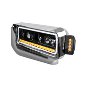 High Power LED Black Projection Headlight Assembly With Mounting Arm & Turn Signal - Driver