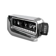 High Power LED Black Projection Headlight Assembly With Mounting Arm & Turn Signal - Driver