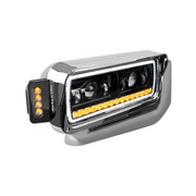 High Power LED Black Projection Headlight Assembly With Mounting Arm & Turn Signal - Passenger