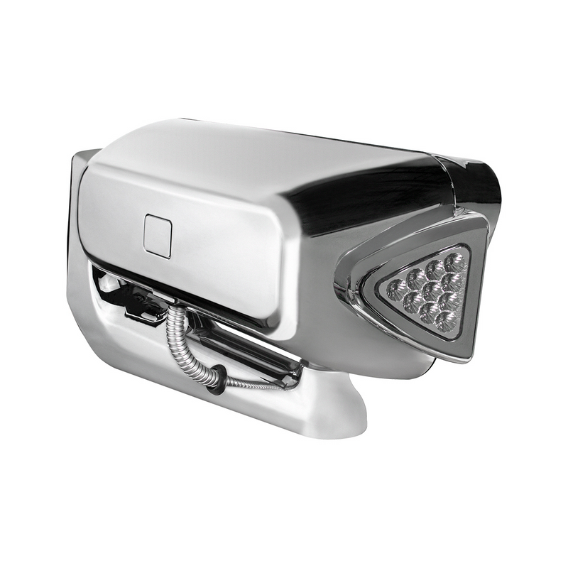 High Power LED Black Projection Headlight Assembly With Mounting Arm & Turn Signal - Passenger