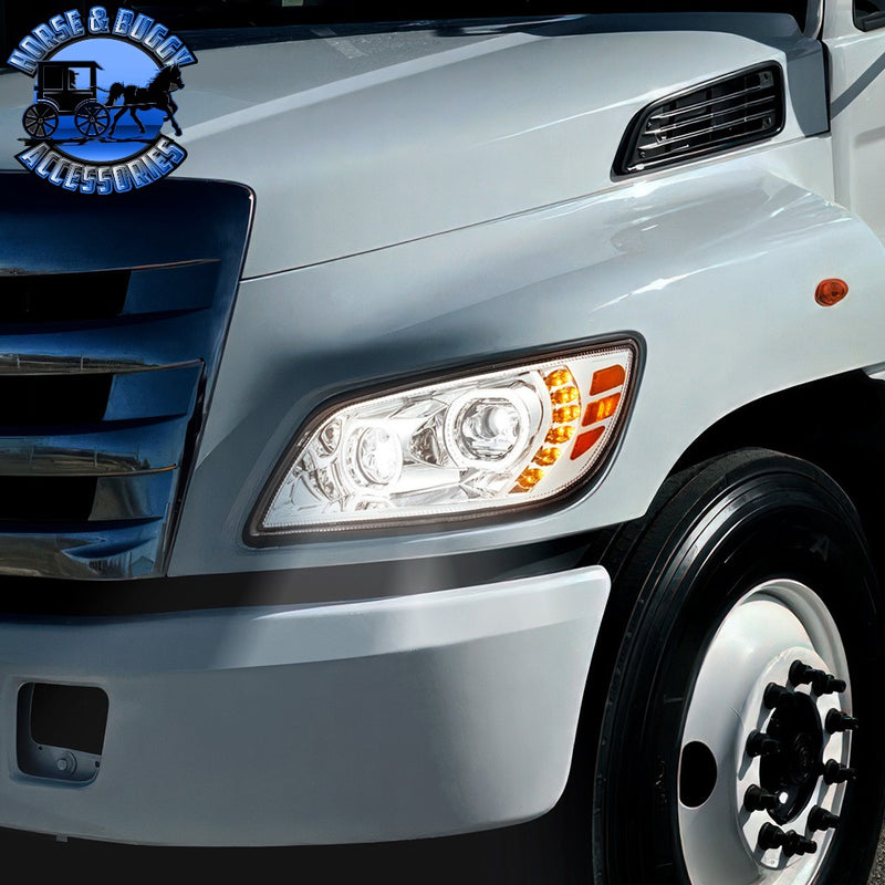 10 LED Headlight For 2005-2021 Hino 238/258/268/338 (Choose Side) (Choose Color) Headlight Driver / Chrome,Driver / Black,Passenger / Chrome,Passenger / Black Gray