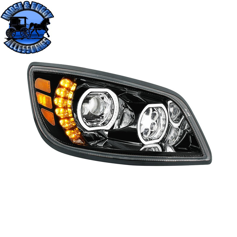 10 LED Headlight For 2005-2021 Hino 238/258/268/338 (Choose Side) (Choose Color) Headlight Passenger / Black Dark Slate Gray