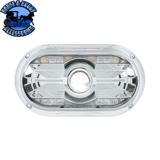 Full LED Projector One-Piece Style Headlight For Dual 5-3/4" Headlight Housing (Choose Color) HEADLIGHT Chrome,Black Light Gray