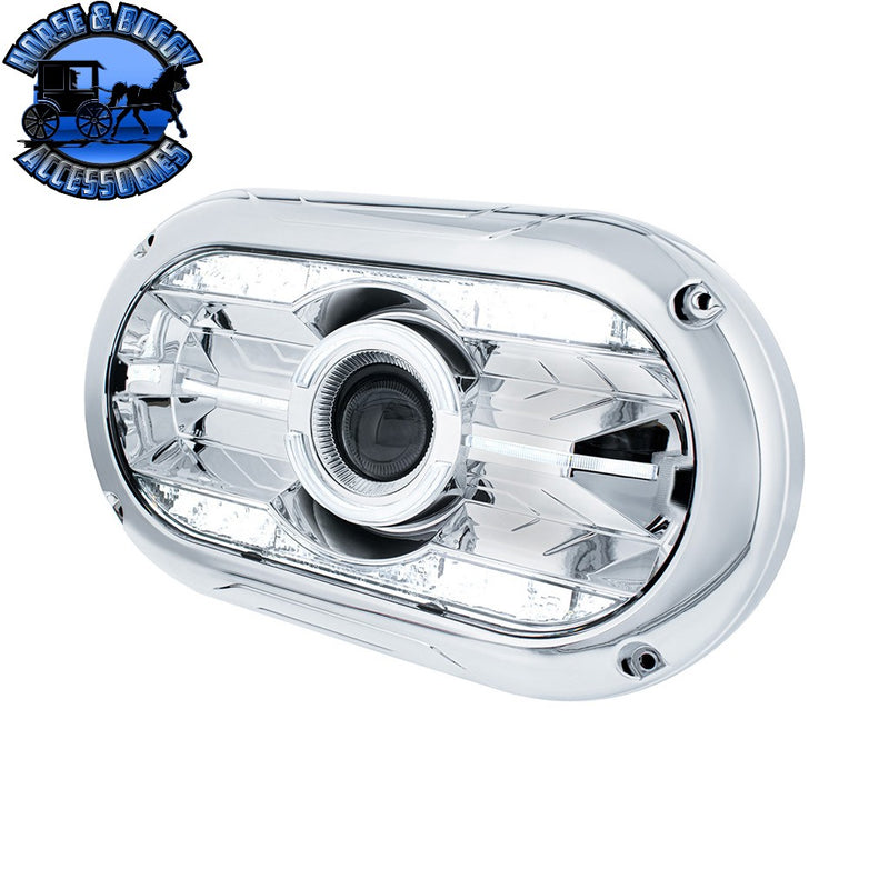 Full LED Projector One-Piece Style Headlight For Dual 5-3/4" Headlight Housing (Choose Color) HEADLIGHT Chrome,Black Light Gray