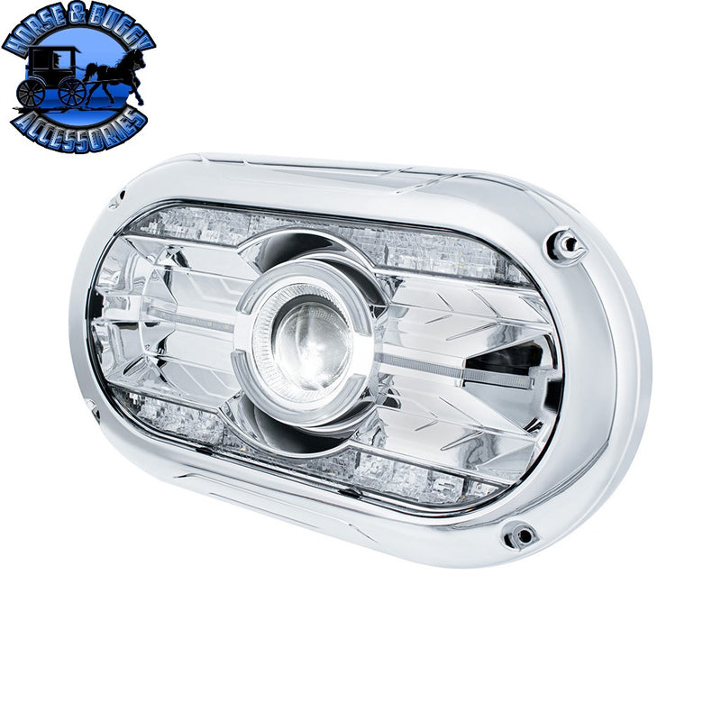 Full LED Projector One-Piece Style Headlight For Dual 5-3/4" Headlight Housing (Choose Color) HEADLIGHT Chrome,Black Light Gray