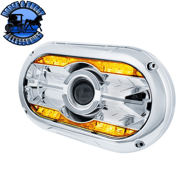Full LED Projector One-Piece Style Headlight For Dual 5-3/4" Headlight Housing (Choose Color) HEADLIGHT Chrome,Black Light Gray