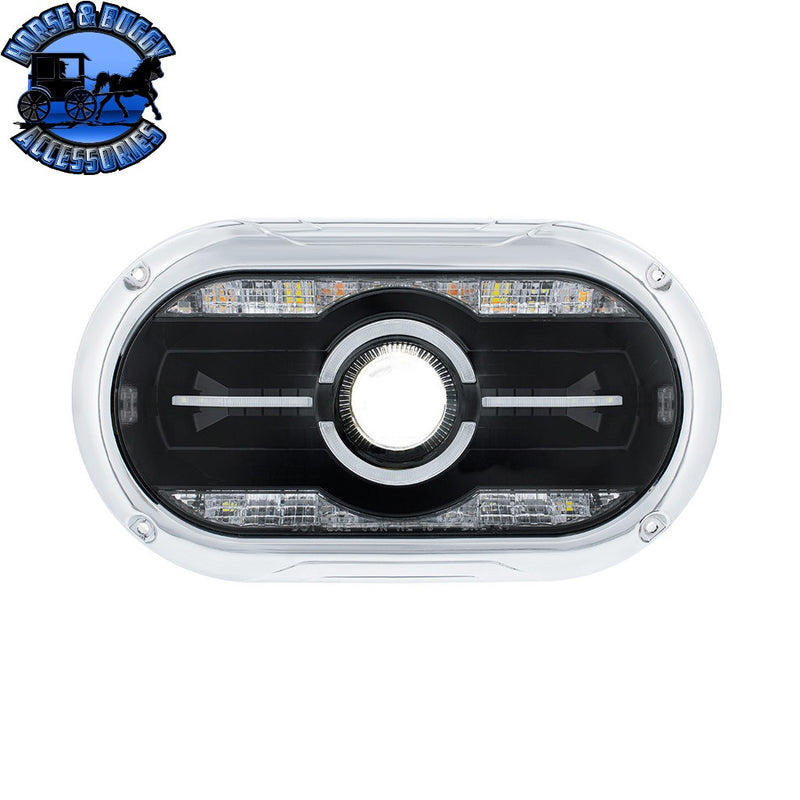 Full LED Projector One-Piece Style Headlight For Dual 5-3/4" Headlight Housing (Choose Color) HEADLIGHT Chrome,Black Dark Slate Gray