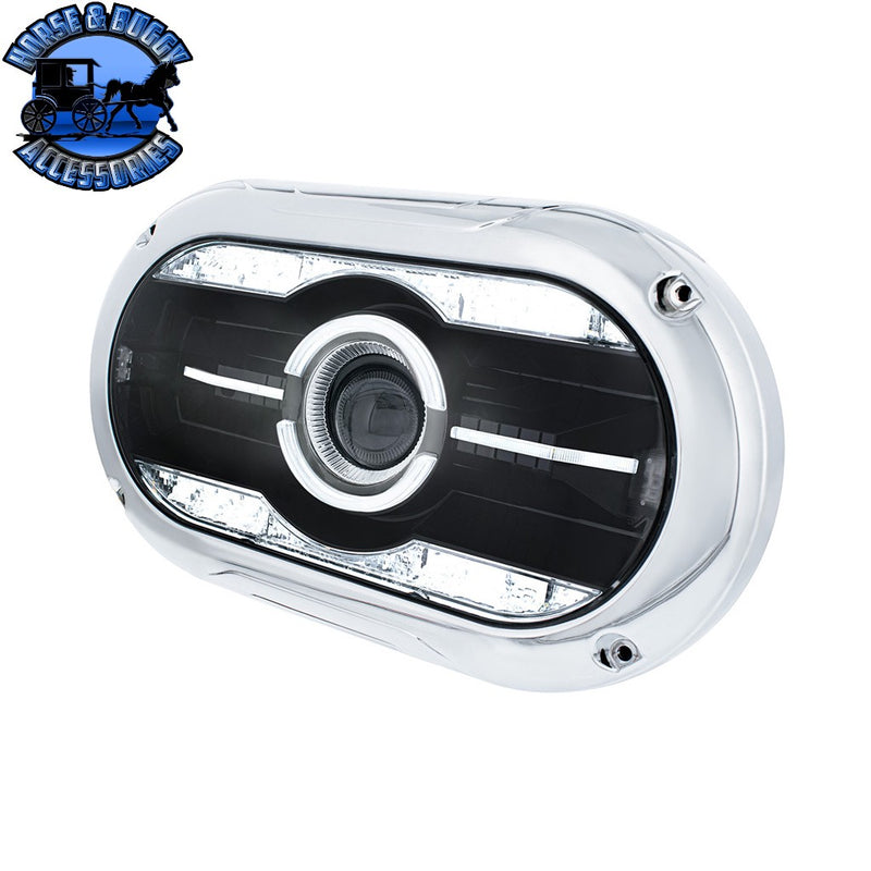 Full LED Projector One-Piece Style Headlight For Dual 5-3/4" Headlight Housing (Choose Color) HEADLIGHT Chrome,Black Dark Slate Gray
