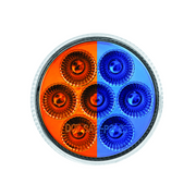 Double Fury 7 LED 2" Round Clearance/Marker Light-Amber & Blue LED/Clear Lens