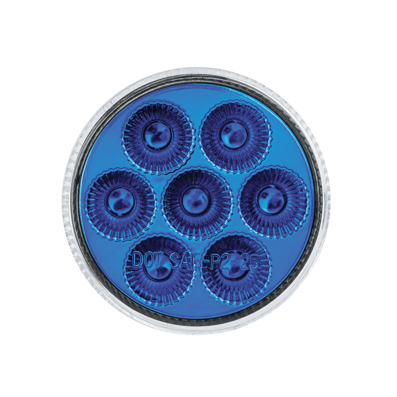 Double Fury 7 LED 2" Round Clearance/Marker Light-Amber & Blue LED/Clear Lens
