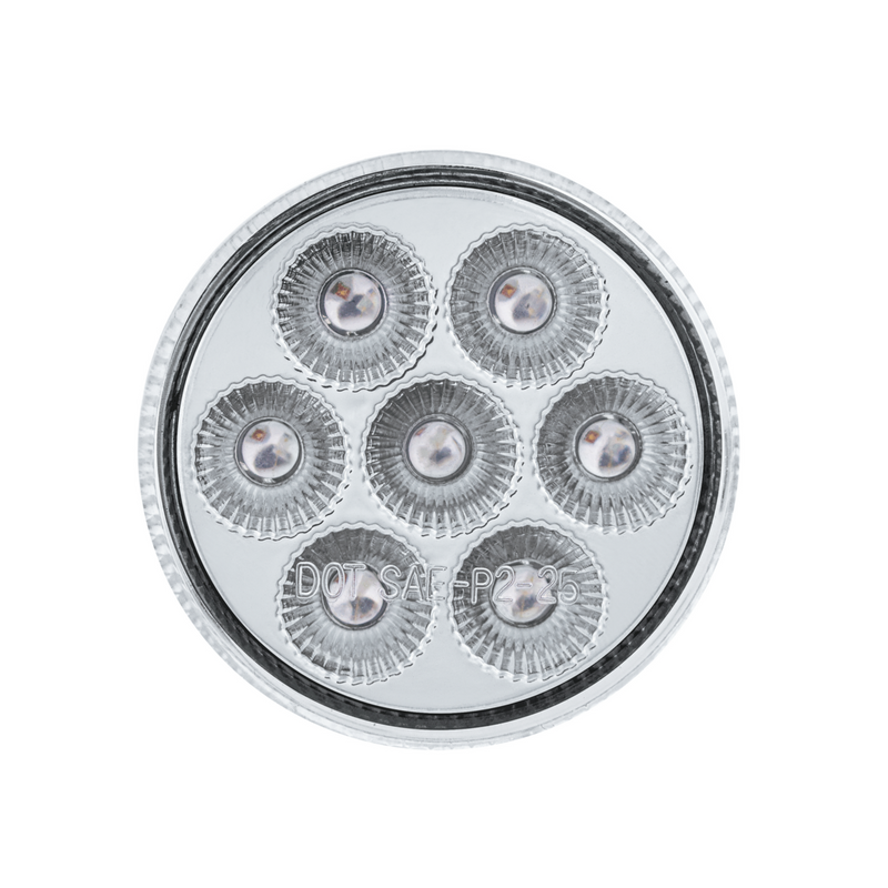 Double Fury 7 LED 2" Round Clearance/Marker Light-Amber & Blue LED/Clear Lens