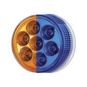 Double Fury 7 LED 2" Round Clearance/Marker Light-Amber & Blue LED/Clear Lens
