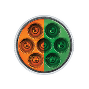Double Fury 7 LED 2" Round Clearance/Marker Light-Amber & Green LED/Clear Lens