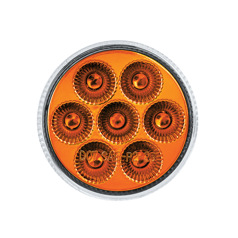 Double Fury 7 LED 2" Round Clearance/Marker Light-Amber & Green LED/Clear Lens