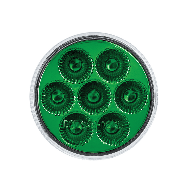 Double Fury 7 LED 2" Round Clearance/Marker Light-Amber & Green LED/Clear Lens