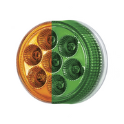 Double Fury 7 LED 2" Round Clearance/Marker Light-Amber & Green LED/Clear Lens